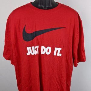 Nike Men's 2XL XXL Just Do It Swoosh Red Short Sleeve Casual Tee Short Sleeve
